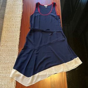 Joie 100% silk asymmetrical tank dress. Red, white and blue . Size small